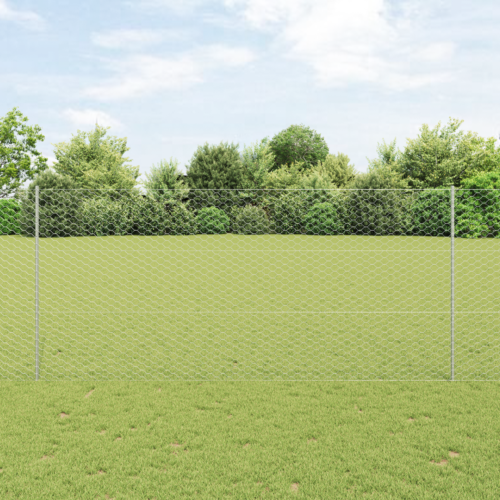 Ogrodzenie z słupkiem Srebrny 1,4 x 50 m Stal vidaXL