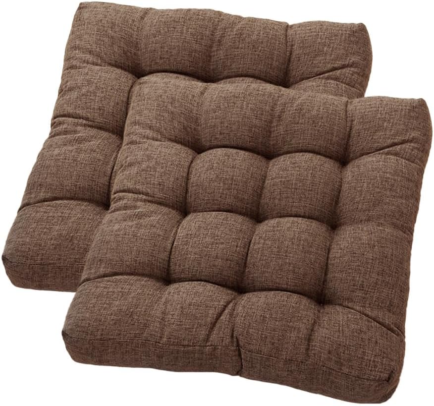 Poduszka na krzesło kwadratowe - odpowiednia do domu, biura, jadalni, kuchni, 53 cm, brązowa, zestaw 2 szt.