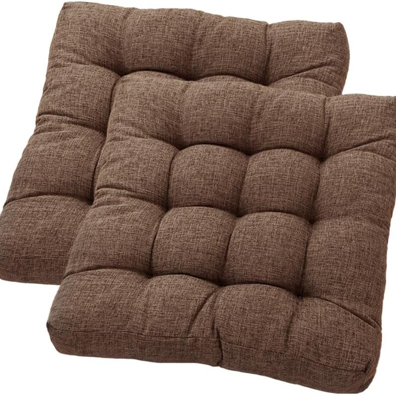Poduszka na krzesło kwadratowe - odpowiednia do domu, biura, jadalni, kuchni, 53 cm, brązowa, zestaw 2 szt.