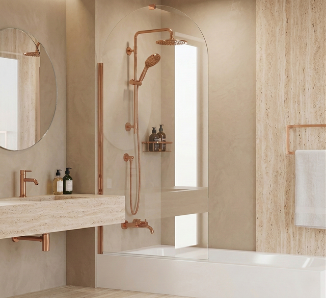 Pare-baignoire – 80 x 140 cm – Cuivre brossé – LIVIA