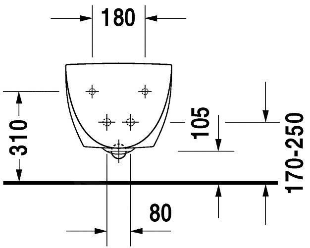 Duravit bidet mural Architec 570mm avec trop-plein, avec plage de robinetterie, 1 trou pour robinetterie, blanc, 2531150000 - 5