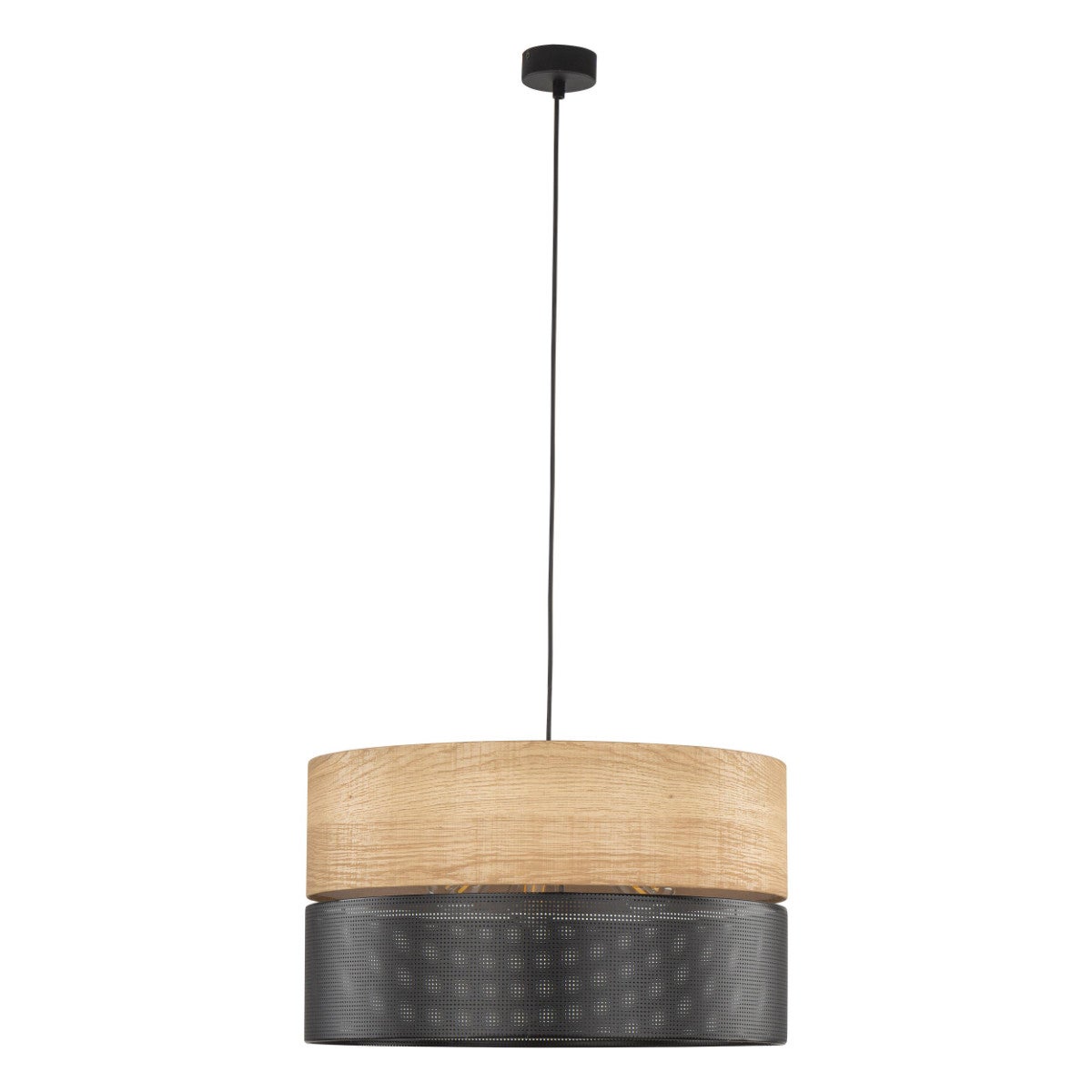 Lampa wisząca Nicol czarna-jasne drewno 3xE27x15W nad stół wym: 120 x 50 x 50 cm metal TK Lighting