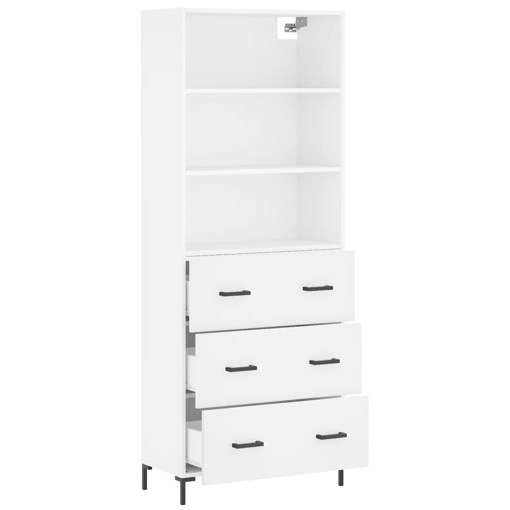 Buffet haut Blanc 69,5x34x180 cm Bois d'ingénierie - 4