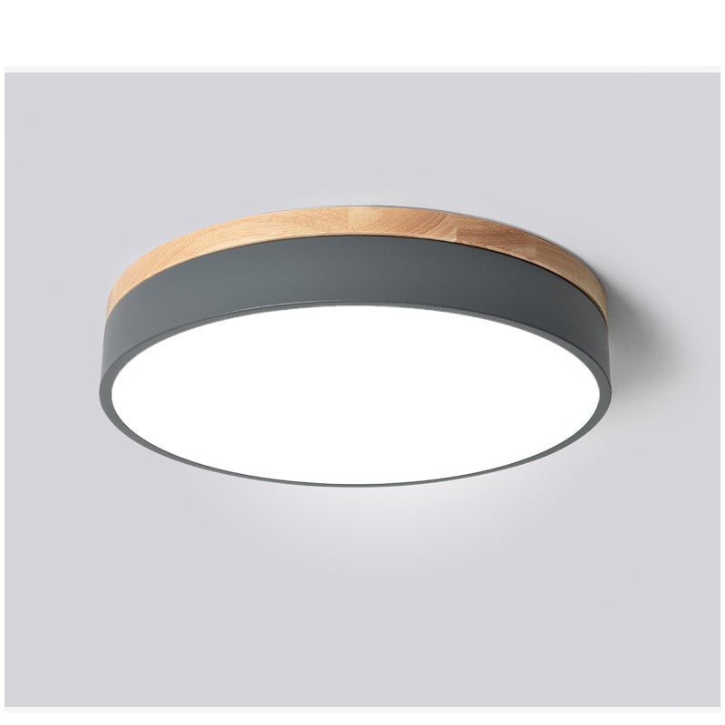 Prosta i nowoczesna lampa sufitowa Macaron, okrągła lampa sufitowa z trójkolorowym ściemniaczem 30CM24W, szara