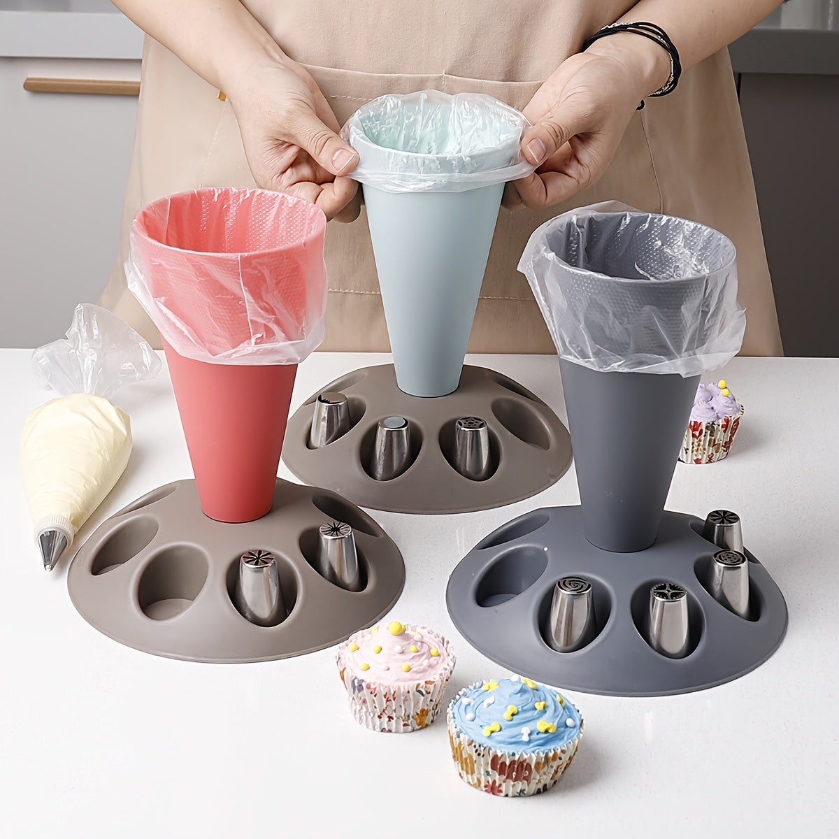 SPRHR 5 Poches à Douille Silicone Vert - Pâtisserie Pro Réutilisable