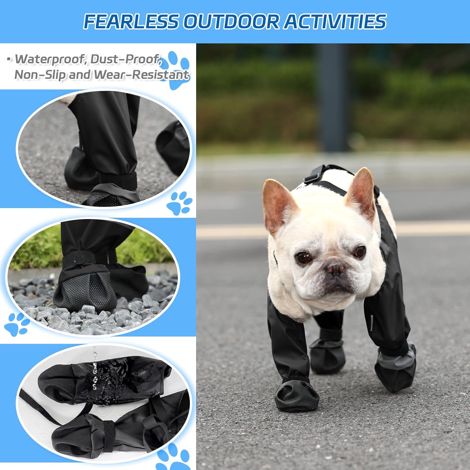 Capas para sapatos de cachorro, à prova d'água, antiderrapante, ajustável, adequada para cães pequenos e médios, L - 3