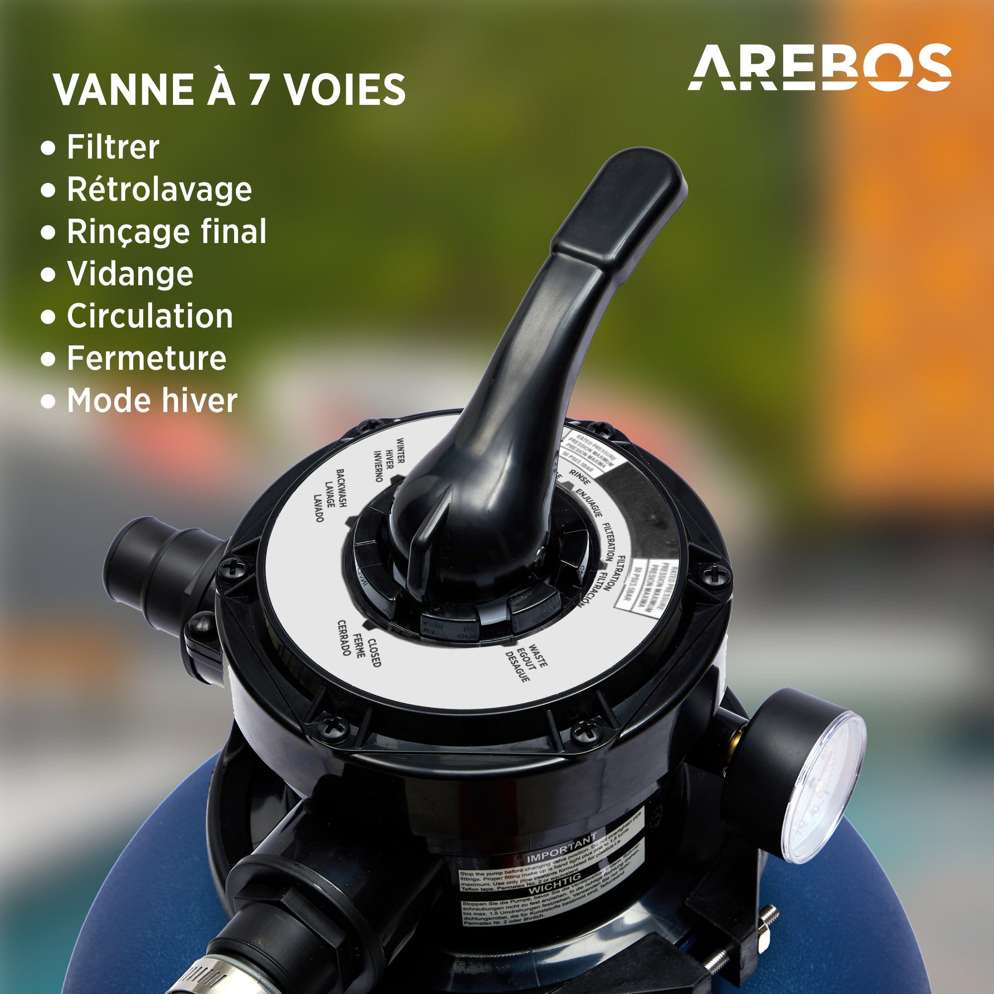 Système de Filtre à Sable avec Pompe 400W 700g de balles de Filtre Tuyau de 2m Bleu 10200 L/h - 3