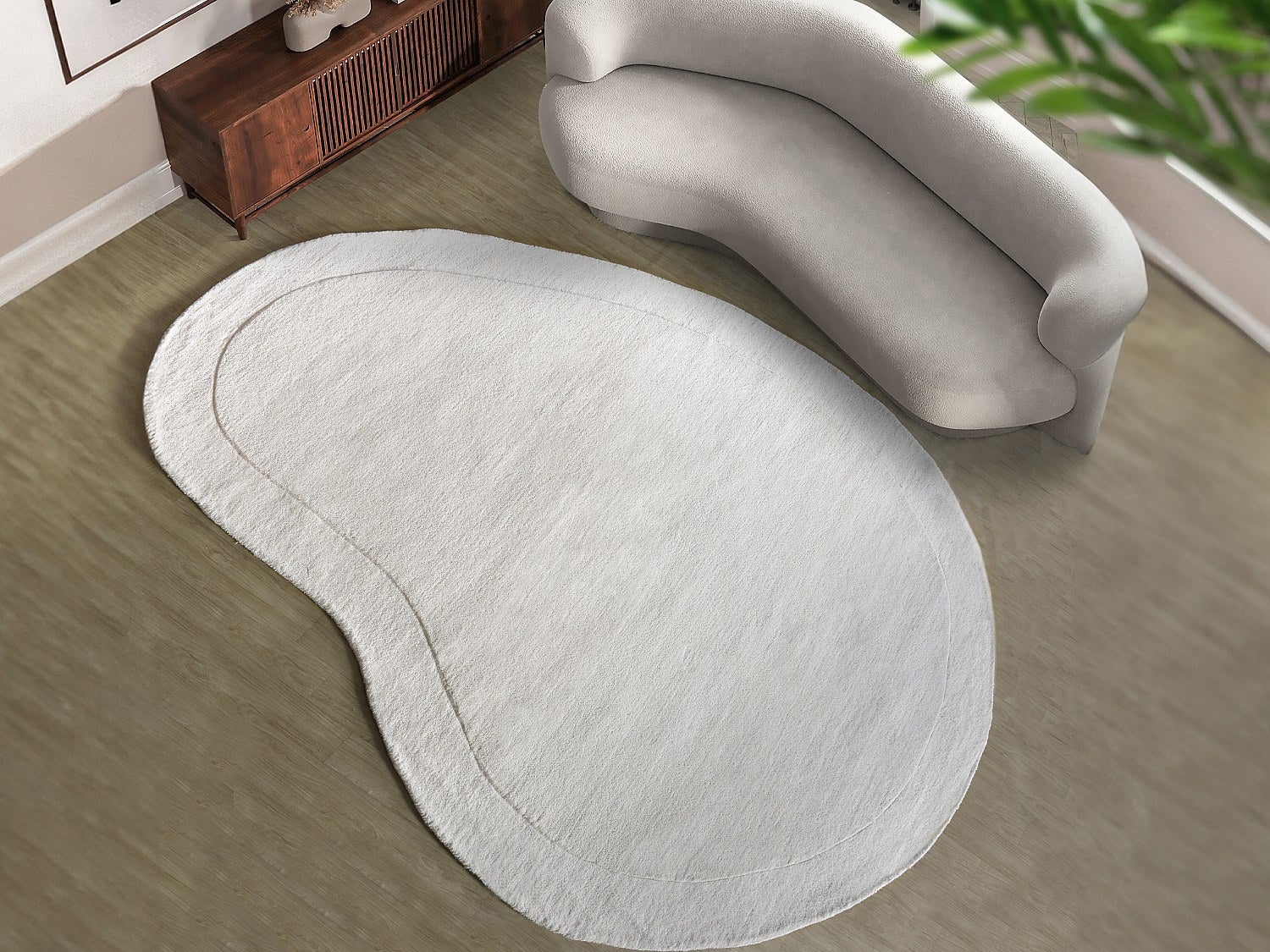 Dywan organiczny ręcznie tkany 100% wełny - 150 x 200 cm - 2200g/m2 - Kremowy - WILLOW