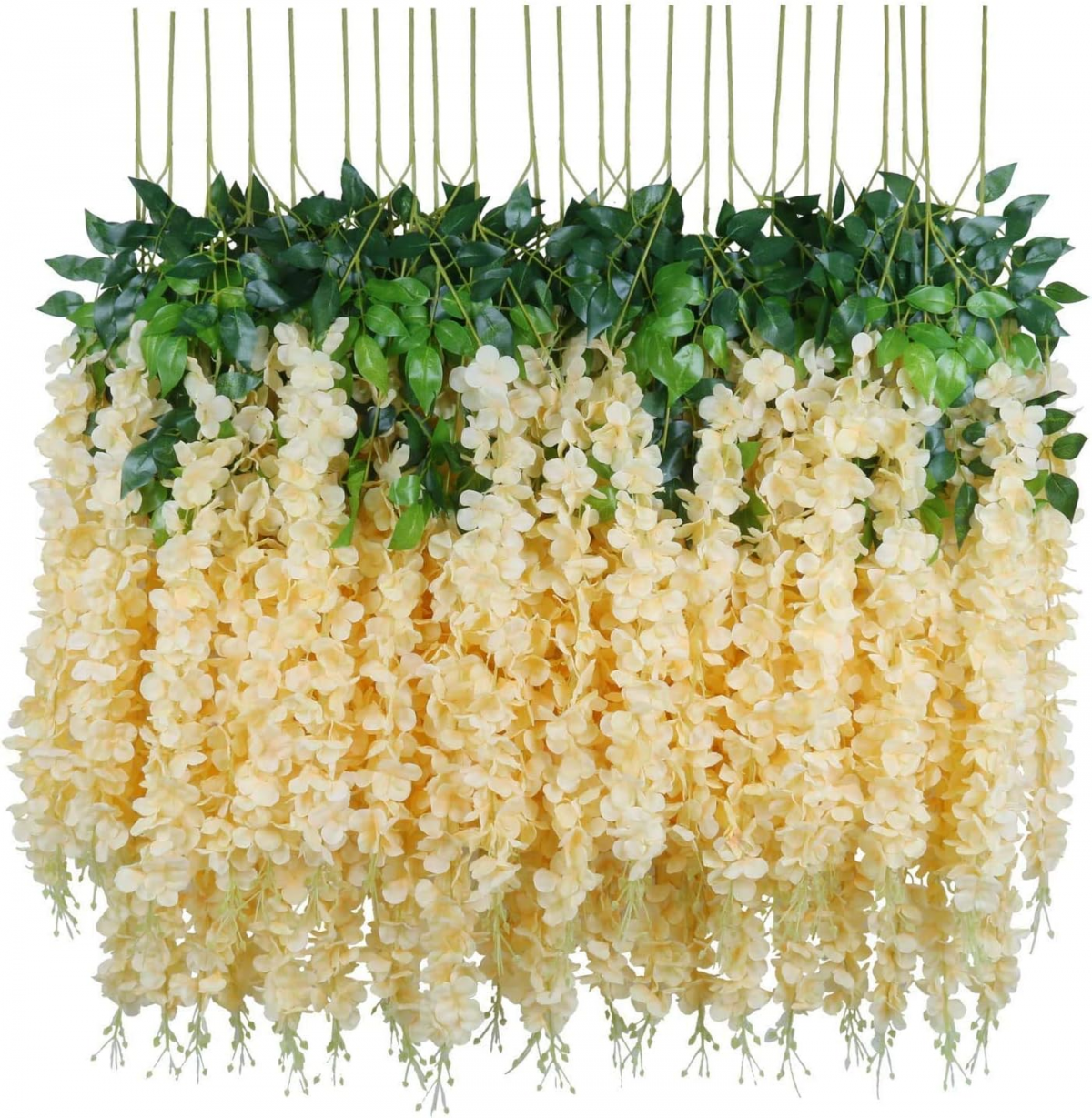 Flori artificiale, 24 de bucăți de flori artificiale de glicină artificială, flori de mătase agățate, decor pentru petrecere de nuntă și casă-110 cm