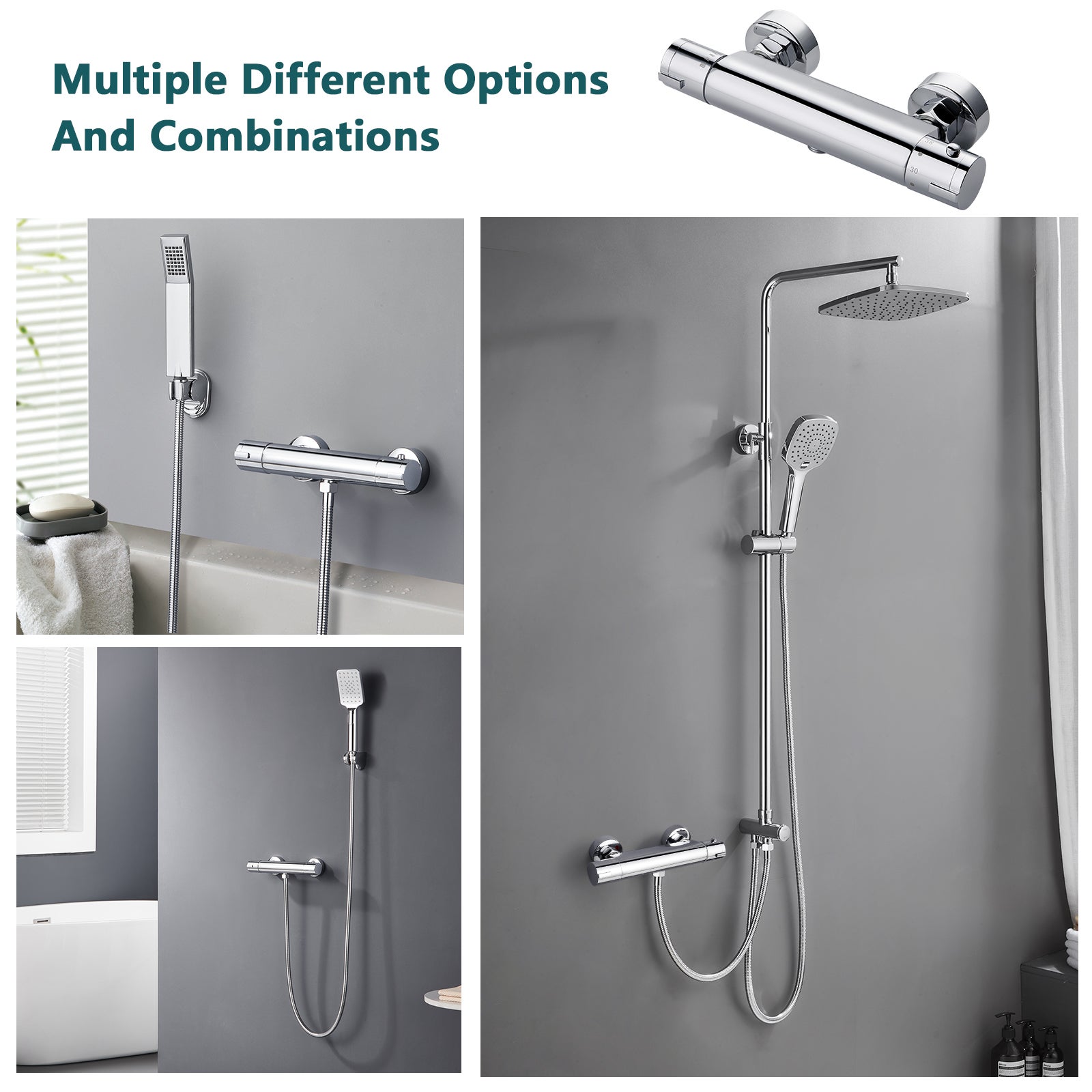 LOVHAUS Mitigeur de Douche avec Thermostat, 38°C Mitigeur de Douche en Saillie avec Bouton-Poussoir de Sécurité, Thermostat de Douche Rond Chromé - 7