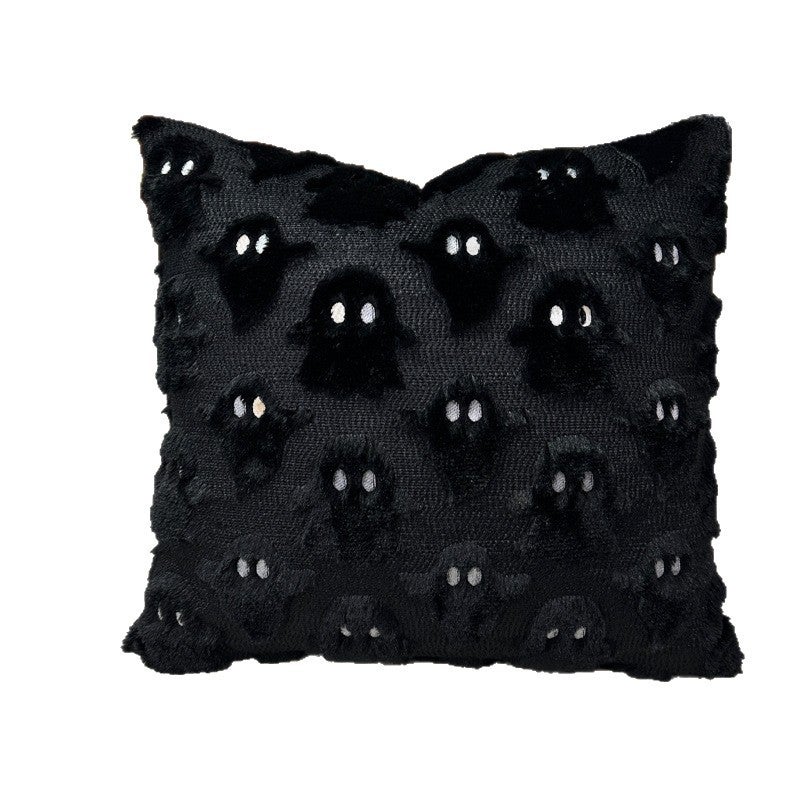 Fodera per cuscino fantasma nero di Halloween, fodera per cuscino morbido in peluche, cuscino per divano, per divani, camere, - 2