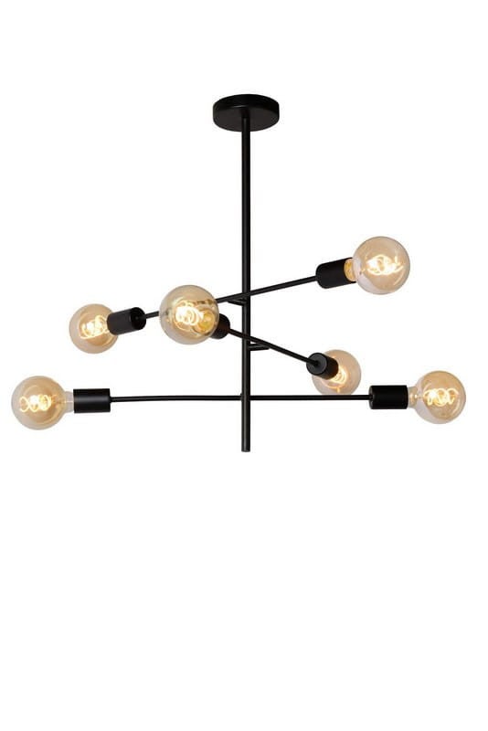 Lampa wisząca Lester czarna 6xE27x60W wym: 85 x 59 x 59 cm metal Lucide