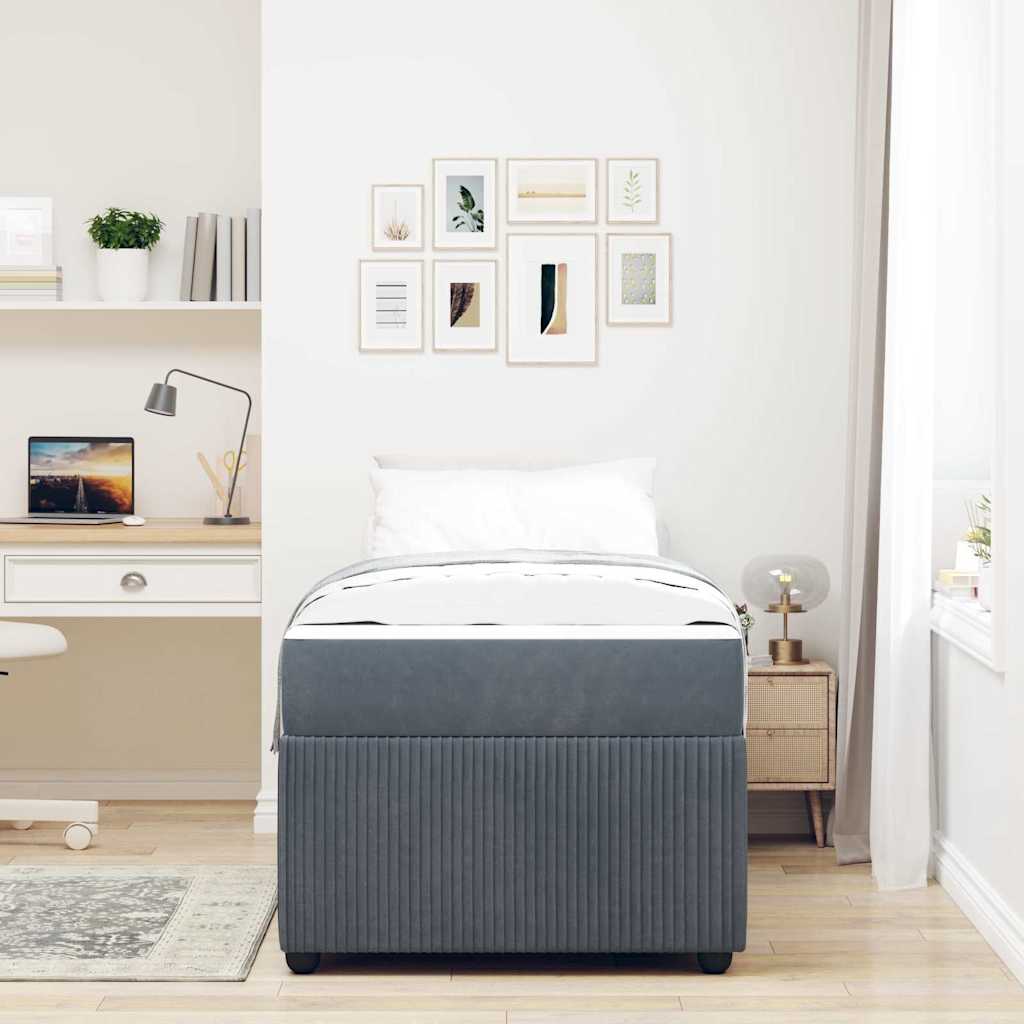 Cadre de lit en tissu gris foncé, 90 x 200 cm - 3