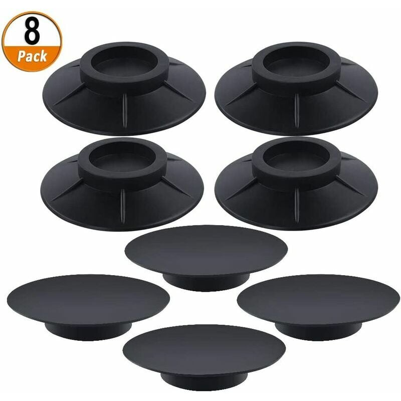 Zestaw 8 gumowych podkładek antywibracyjnych do pralek z suszarką bębnową (10 cm, czarne)