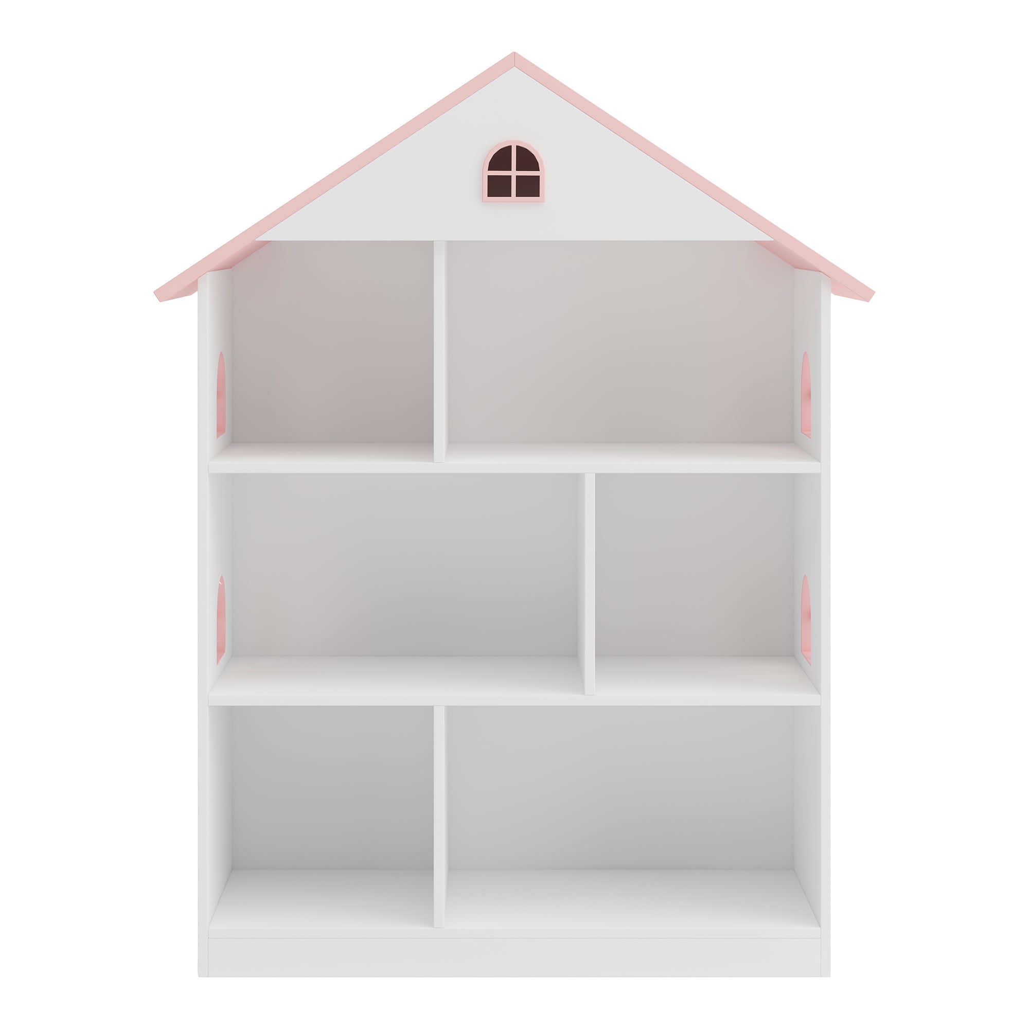 Prateleira infantil Vipsali em forma de casa MDF 107x83x30cm - Branco / Rosa [en.casa] - 5