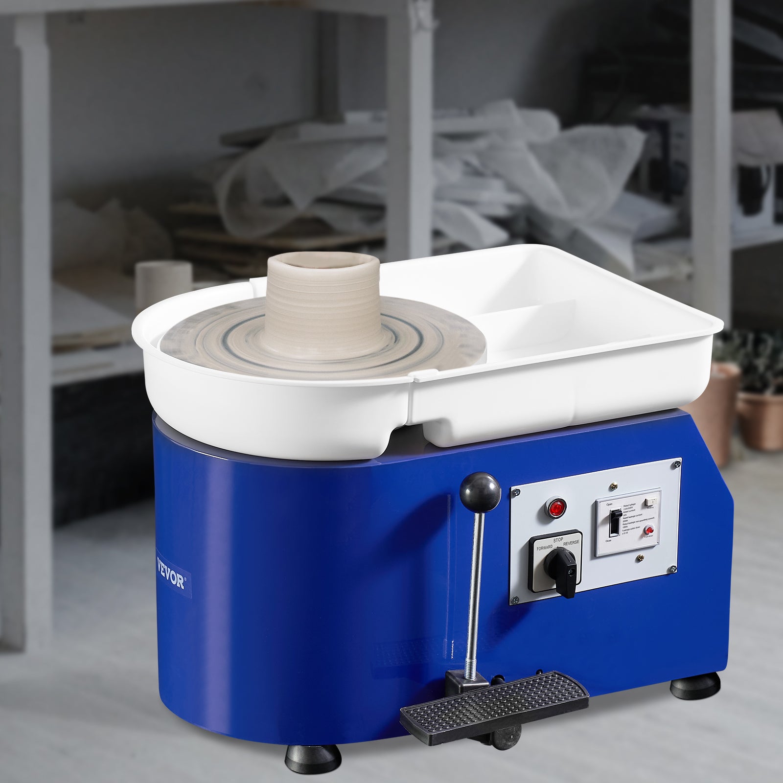 Tour de Potier VEVOR 28 cm de Dia. Roue de Poterie Électrique 350 W 60-300 tr/min Machine de Poterie Électrique Charge Max. 5 kg d’Argile avec Pédale - 8