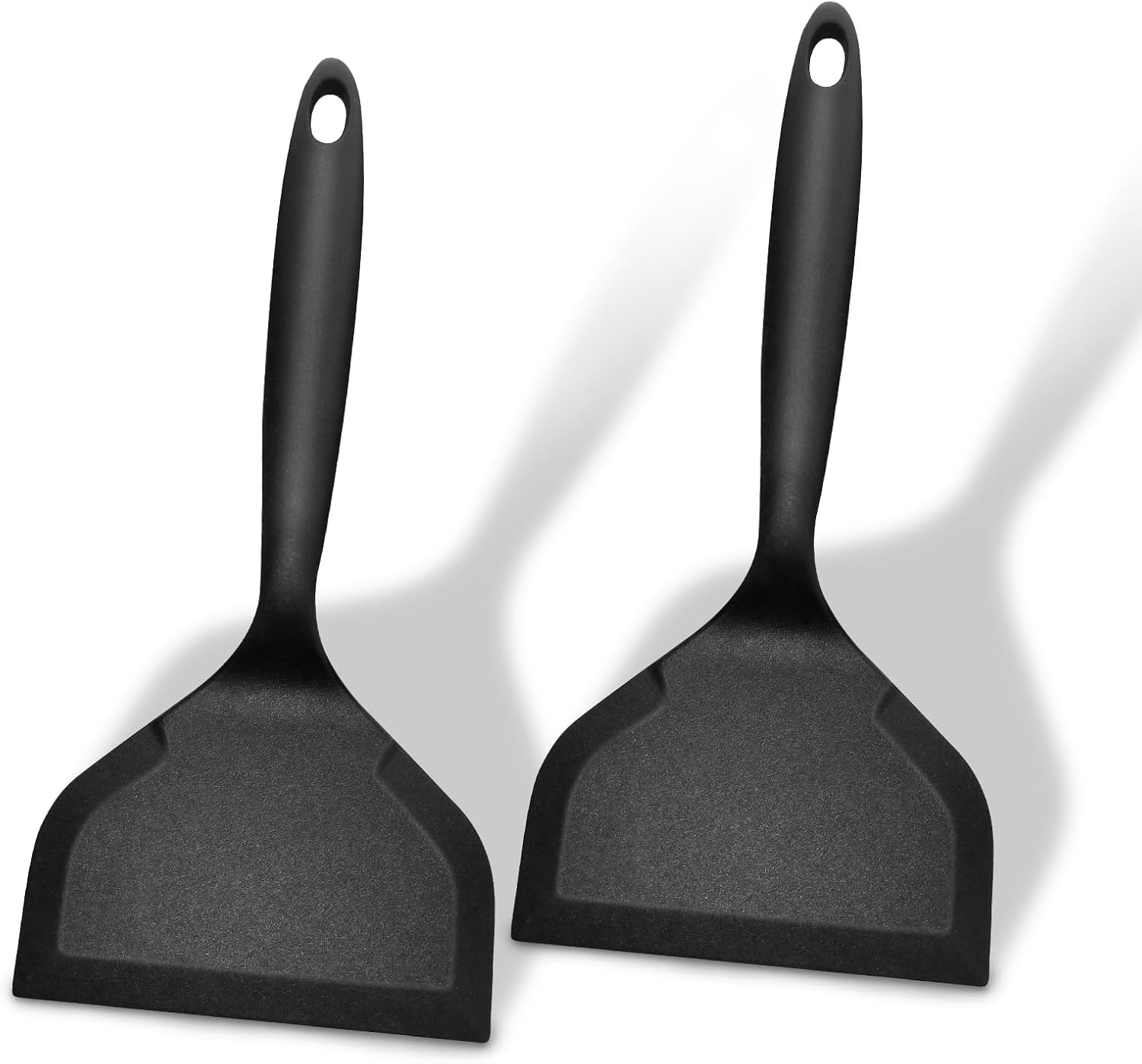 Zestaw 2 żaroodpornych, nieprzywierających silikonowych szpatułek do ryb, naleśników, jajek, pizzy, steków, bez BPA (czarne)