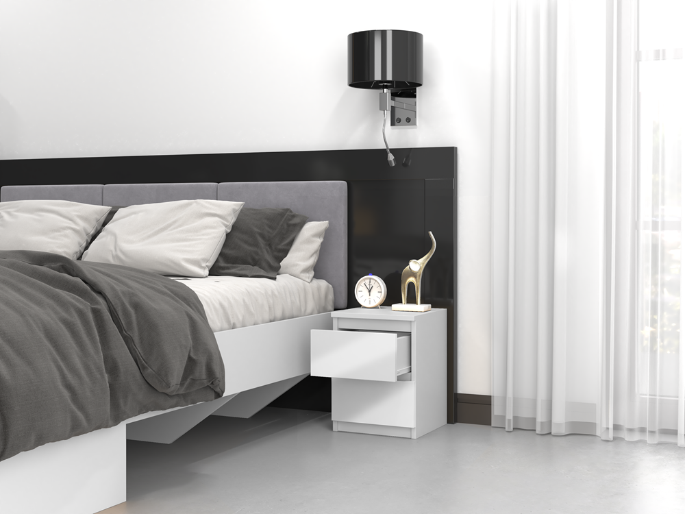 ASTER T2 - Mesita de noche 2 cajones estilo moderno - 40x30x30 - mueble auxiliar - 6
