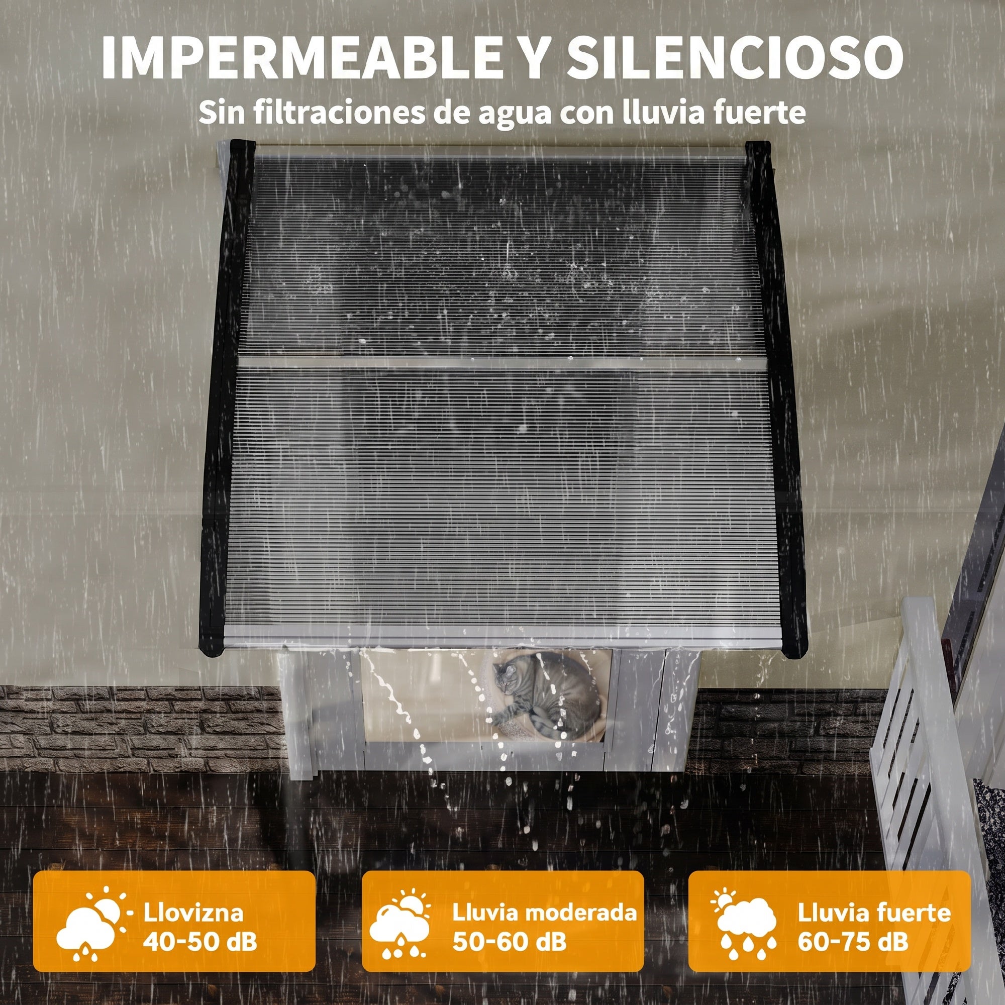 Marquise Exterior Outsunny Policarbonato, Alumínio Transparente 103x96,5x27 cm - 5