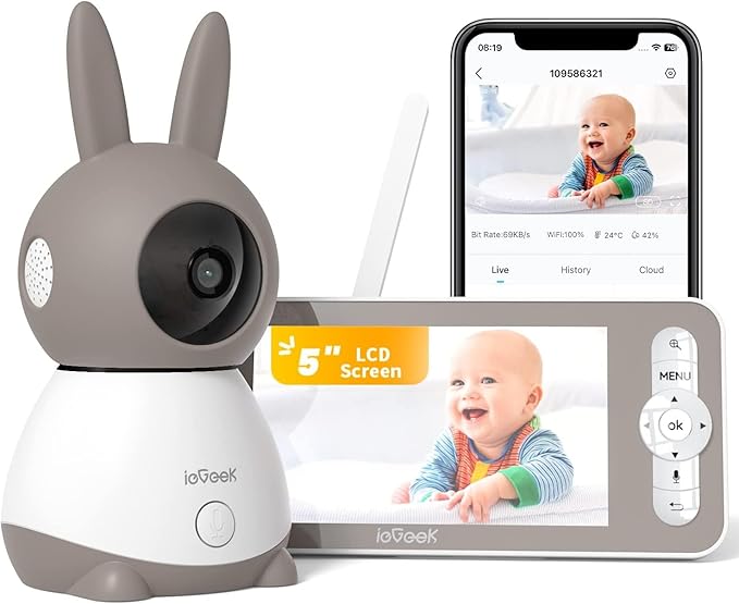 Babyphone Jeeber Avec écran 4" IPS - Caméra 1080P 360°, Vision Nocturne, Détection Pleurs Et Température - 11