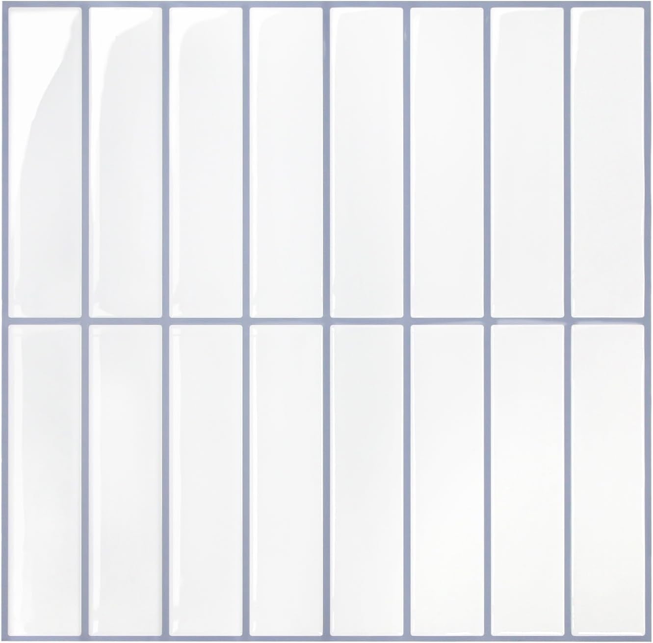 Opakowanie 12 sztuk (30,5 x 30,5 cm) samoprzylepnej tapety w kolorze białym do kuchni i łazienki, wodoodporne płytki PCV 3D