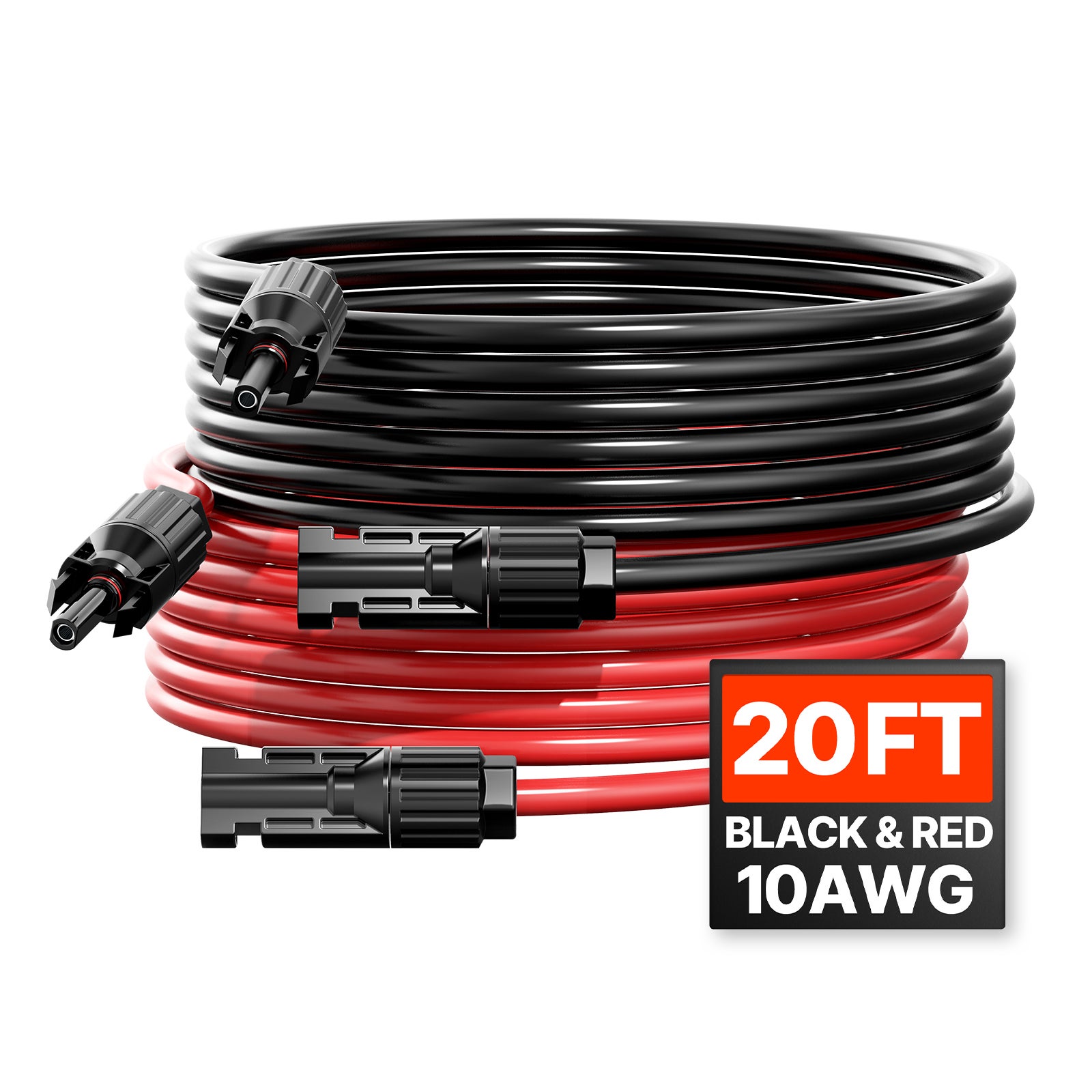 VEVOR 2x Przewód przedłużający do kabla solarnego Złącza żeńskie/męskie 10AWG/6 mm² 6,1 m