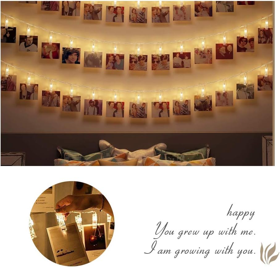 40 Led Guirlande Lumineuse Photo,6M Guirlande Photo Led, Guirlande Porte Photo Mural, Porte Photo Pince pour Fête, Décoration, Mariage - 2