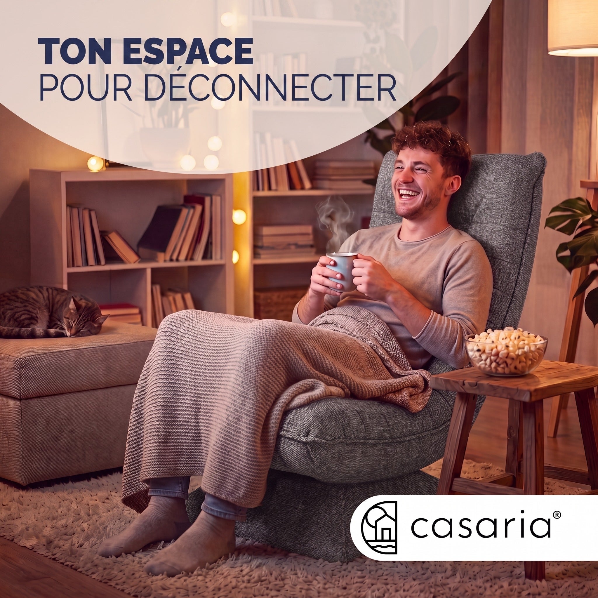 CASARIA Fauteuil tout confort pivotant 360 degrés gris - 8
