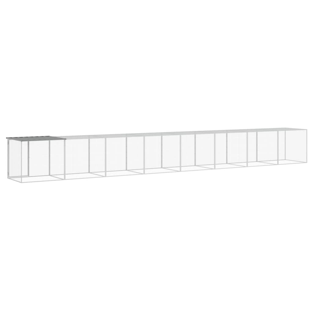 Galinheiro com teto 803x98x90 cm aço galvanizado cinza-claro - 5