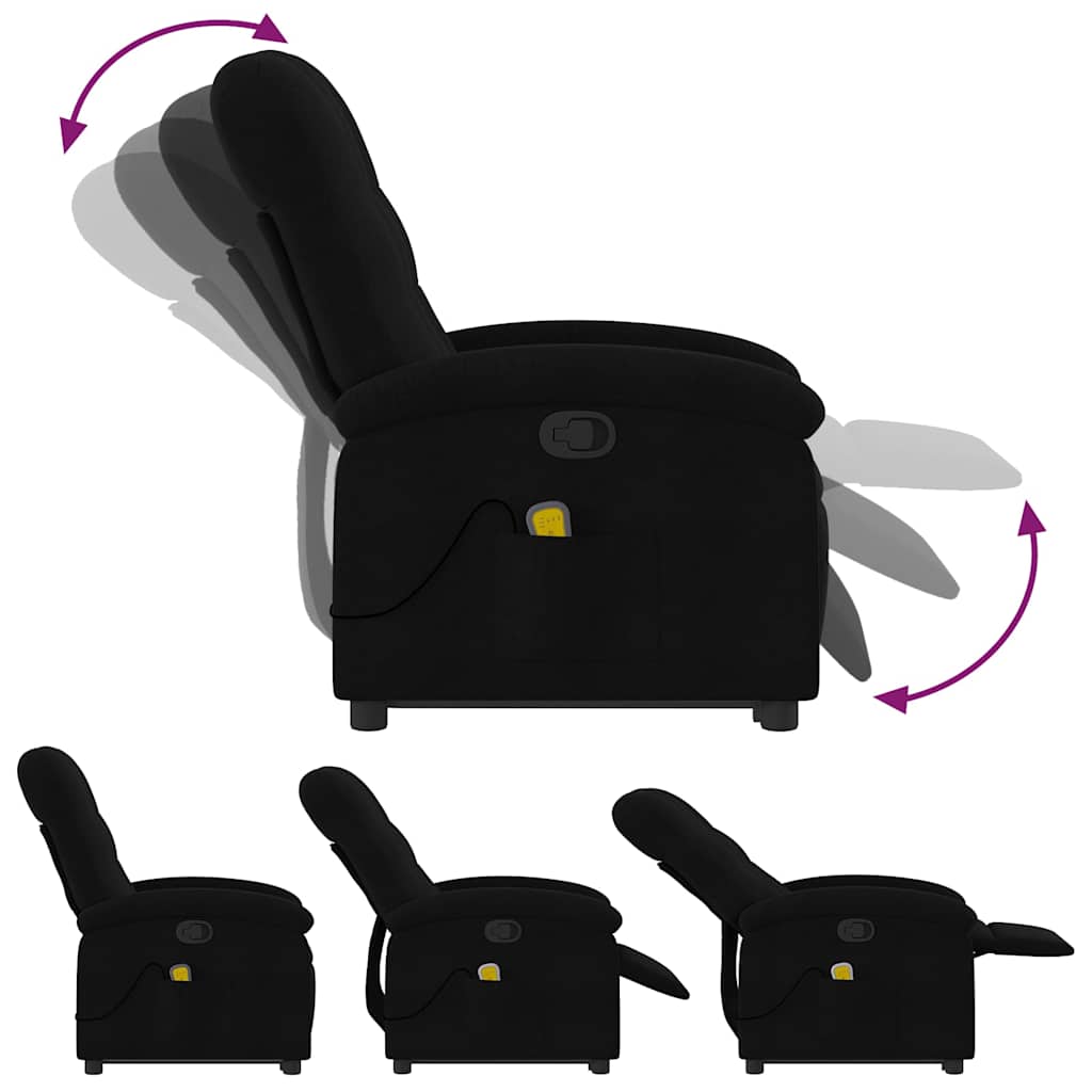 Fauteuil de massage inclinable en tissu noir - 7
