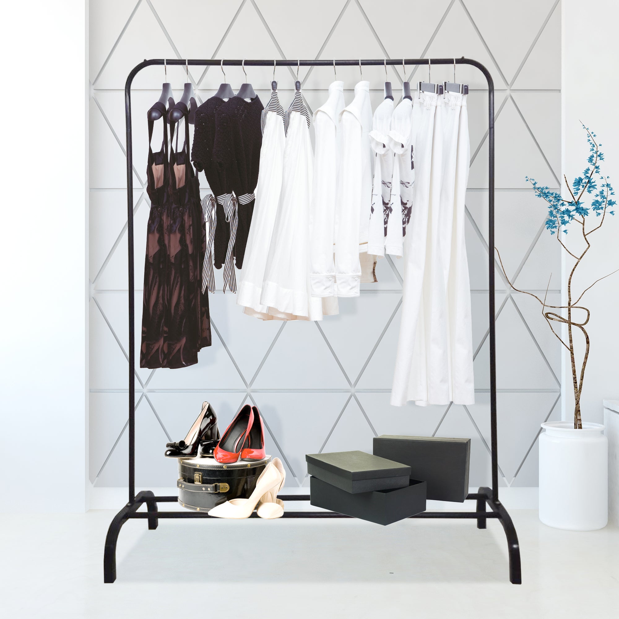 Porte-Manteau à Vêtements sur pied Metal 150x110x40 Noir Nyana Home - 5