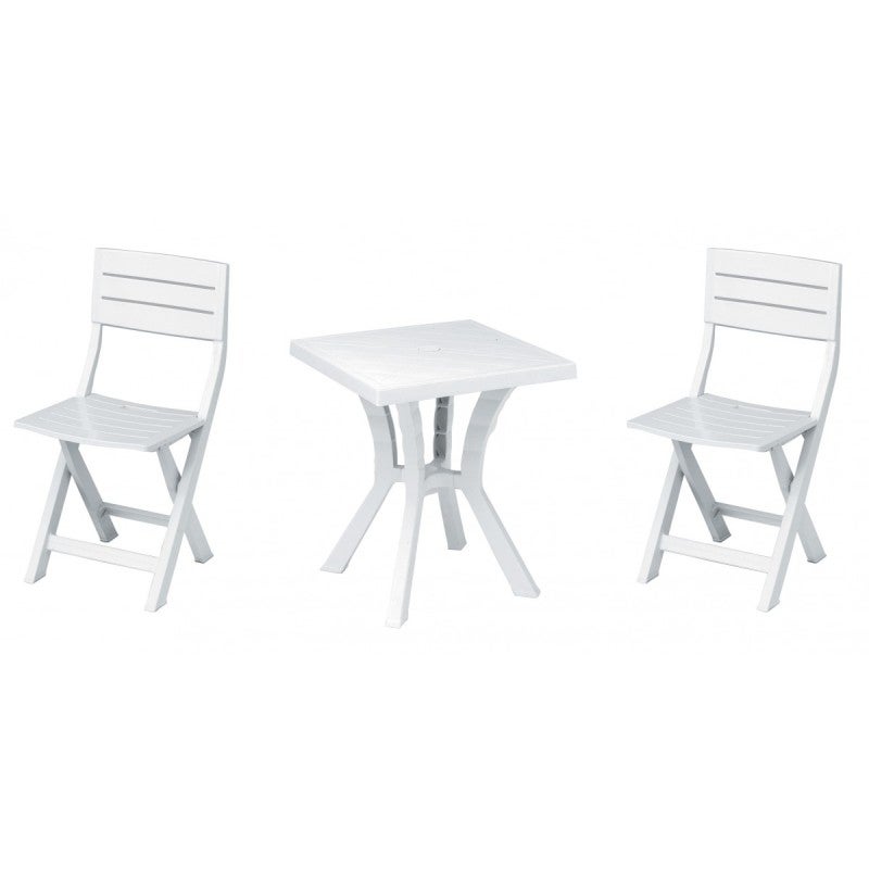 Lot de 2 chaises longues + table pliable