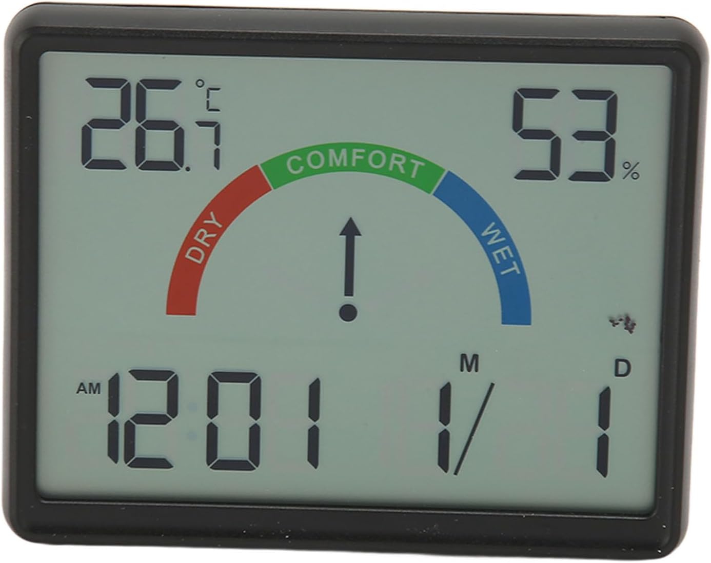 Cyfrowy budzik elektroniczny, duży ekran LCD, zegar ścienny, termometr, wyświetlacz wilgotności (czarny, 9905)