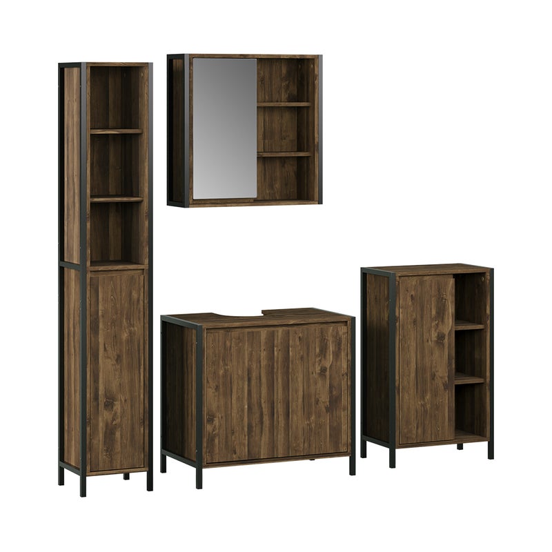 Vicco Zestaw mebli łazienkowych Naola, Dąb/czarny, 4 części