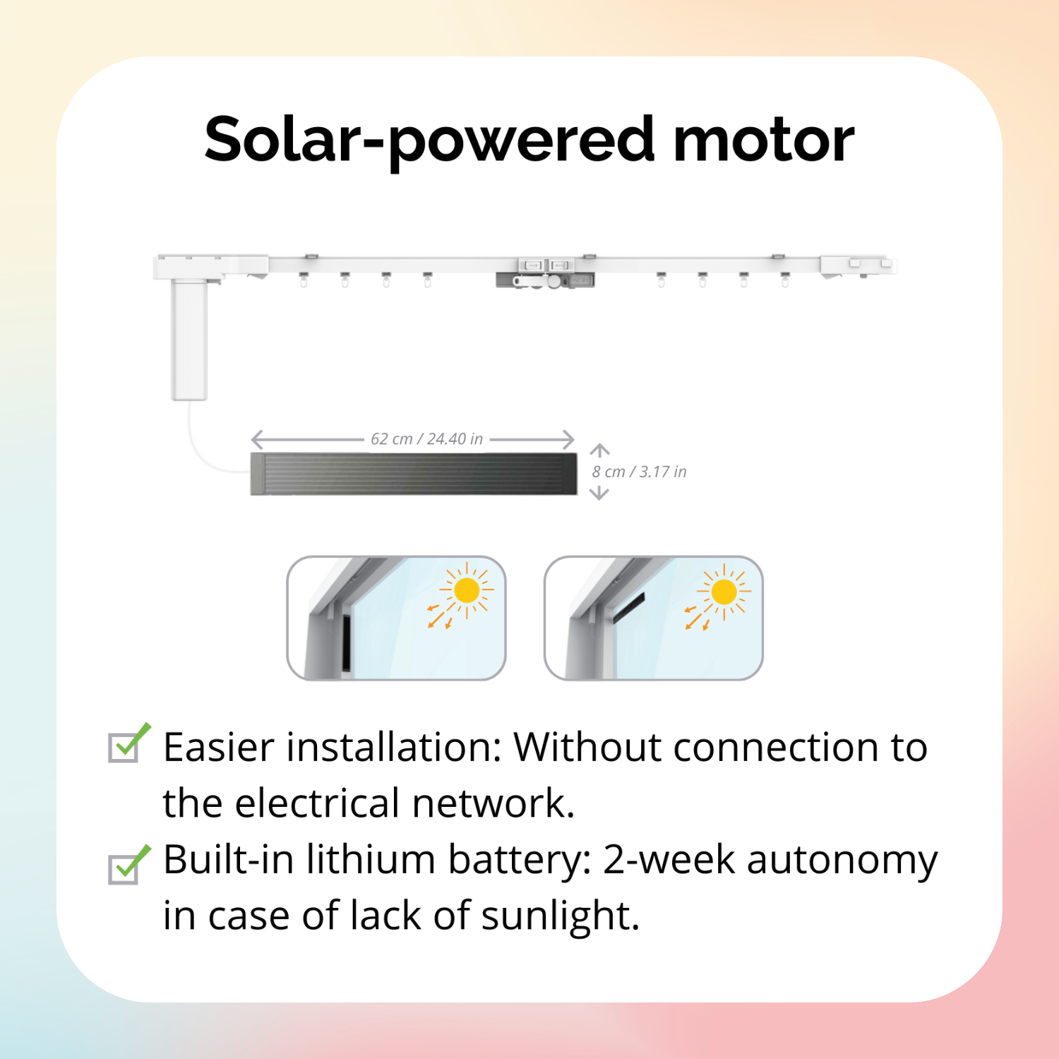 ACRIMO Kit Binario Tende Motorizzato Pannello Solare 4m - 2