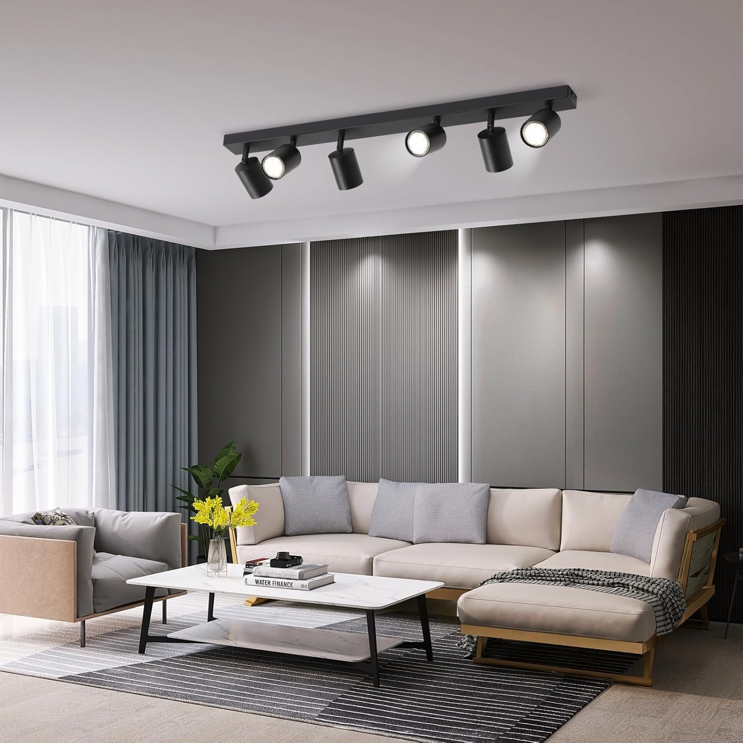 NETTLIFE Focos Iluminação de Teto LED 6 Luzes Pretos GU10 Ajustáveis 330° Sem Lâmpada para Sala de Estar Quarto Cozinha - 8
