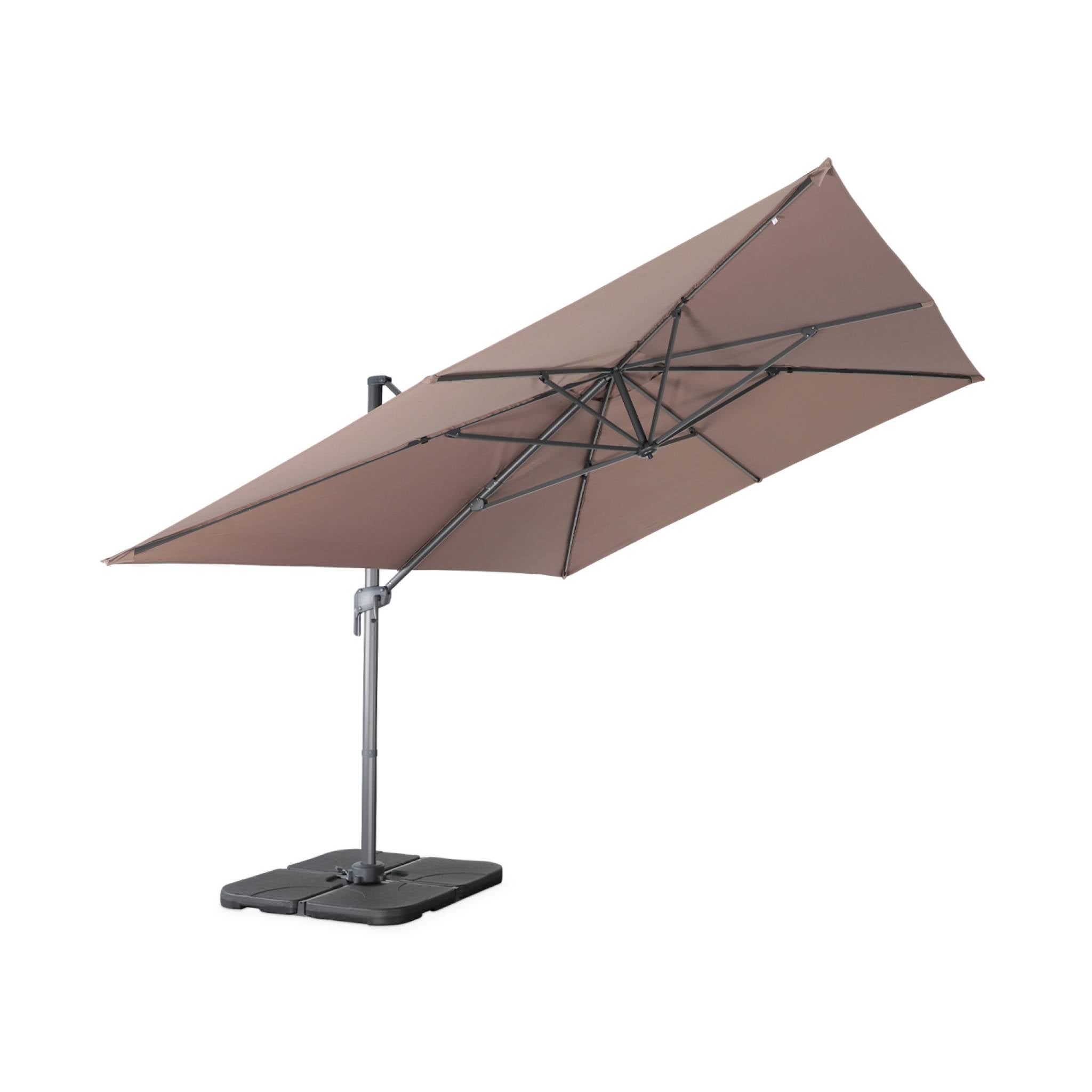 Parasol déporté rectangulaire 3x4m – Antibes – taupe – parasol déporté. inclinable. rabattable et rotatif à 360° ANTIBES - 5