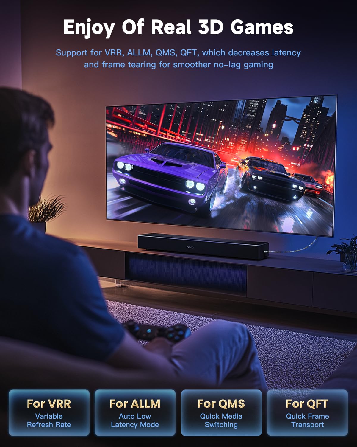 Câble HDMI 2.1 8K 5M, 48Gbps Câble HDMI Tressé en Nylon Haute Vitesse, Prend en Charge 8K@60HZ, 4K@120Hz, Compatible avec 4 TV - 4
