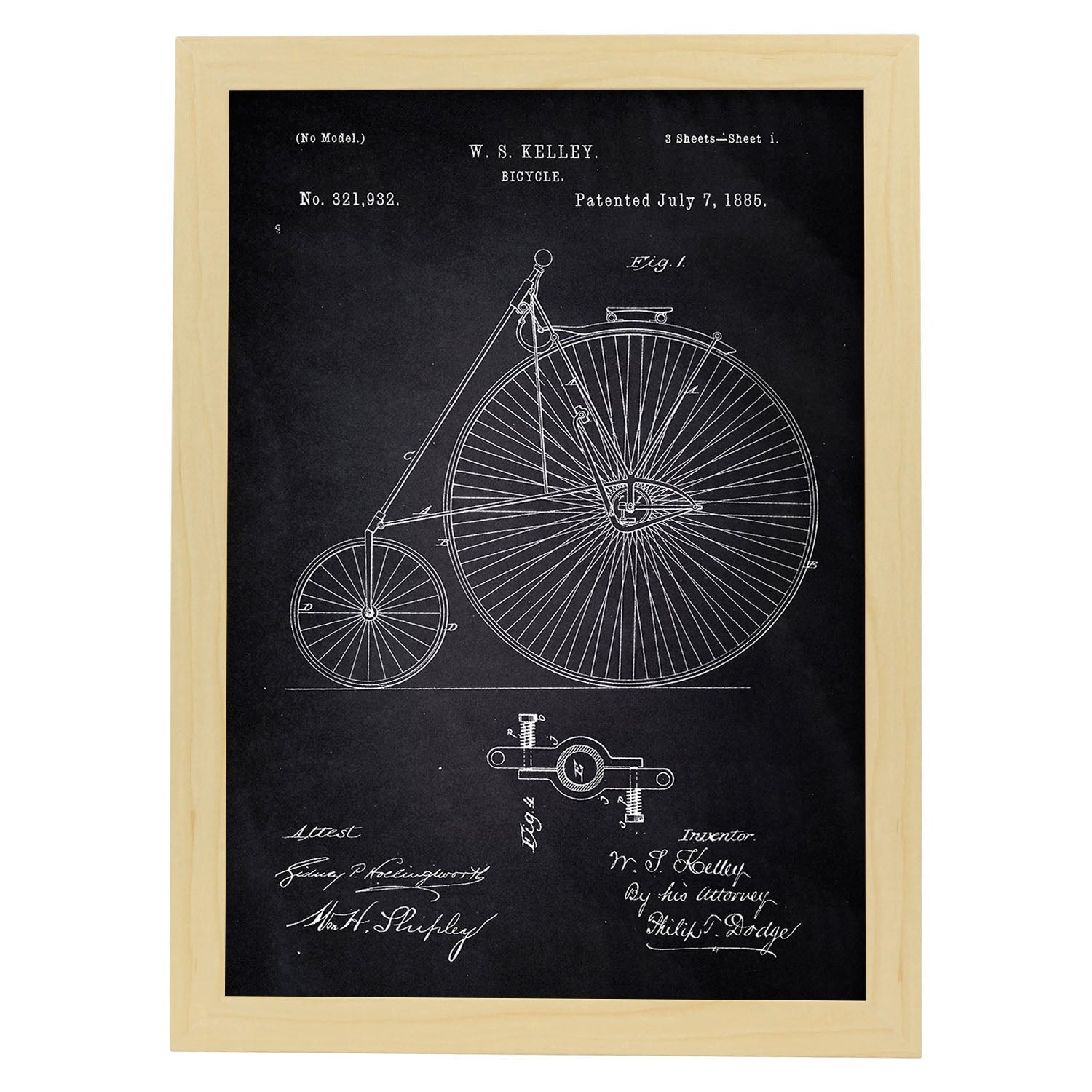 Lot de 4 imprimés de brevets de baseball - Poster d'art de