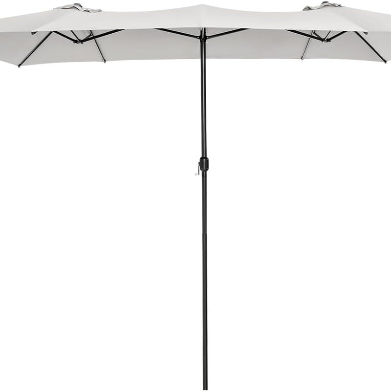 Podwójny Parasol Ogrodowy 430 x 260 cm – Prostokątny Parasol z 10 Metalowymi Żebrami, Ochroną UV, bez Podstawy, Beżowy