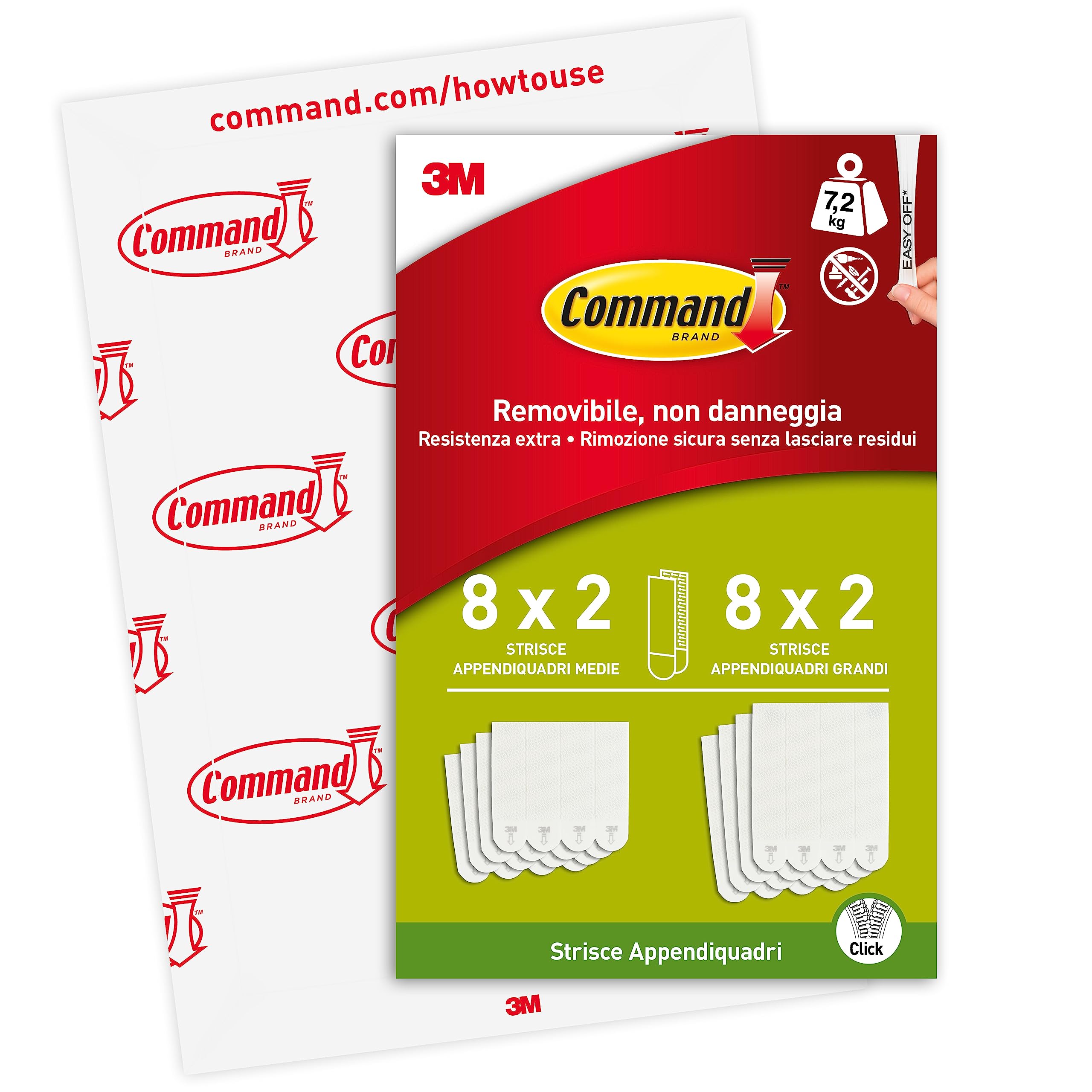 Strisce Adesive Command Per Appendere Quadri - 8 Coppie Medie E 8 Grandi - Senza Chiodi - Foto 2