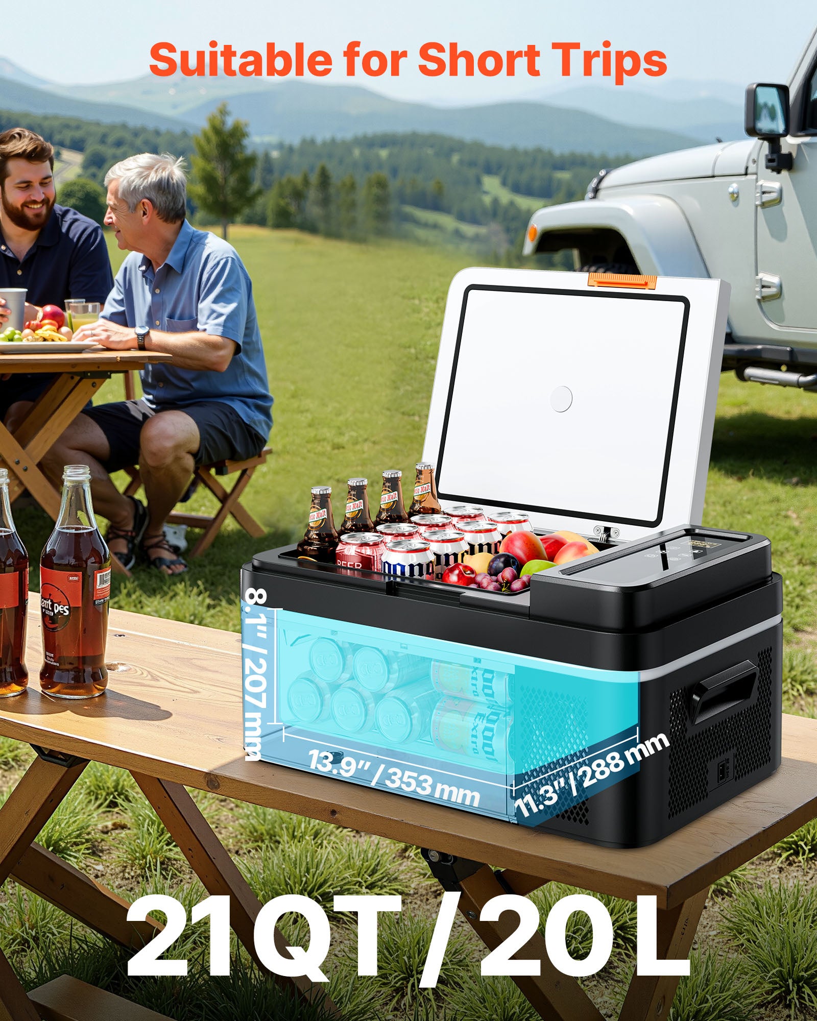 Glacière Électrique Compression Voiture VEVOR 20 L, Contrôle via APP,12/24 V DC et 100-240 V AC, -20 °C à 20 °C pour Camping Voyage Plage Bateaux - 2