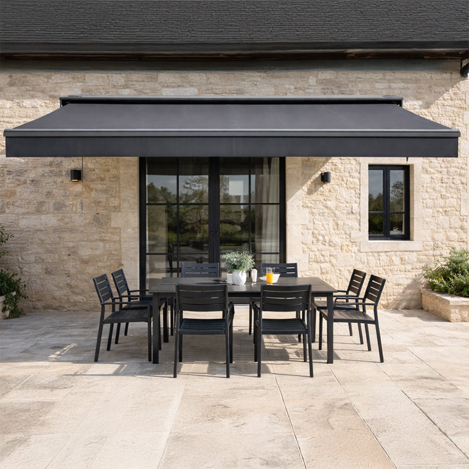 LOZIO Toldo motorizado 395 x 3 m em alumínio com lona cinza - 4