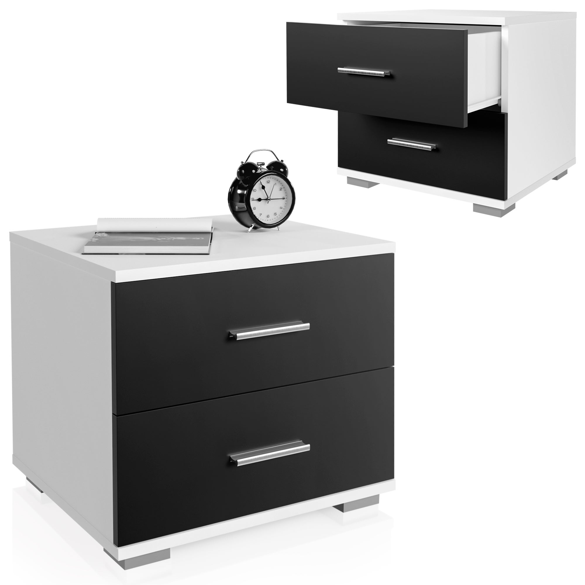 Miadomodo® Table De Chevet - Lot De 2, 40 X 40 X 35 Cm, Avec 2 Tiroirs En Mdf Melamine Couleur Au Choix Table De Nuit Meuble De Chambre A Coucher De Rangement Armoire De Chevet Moderne Blanc