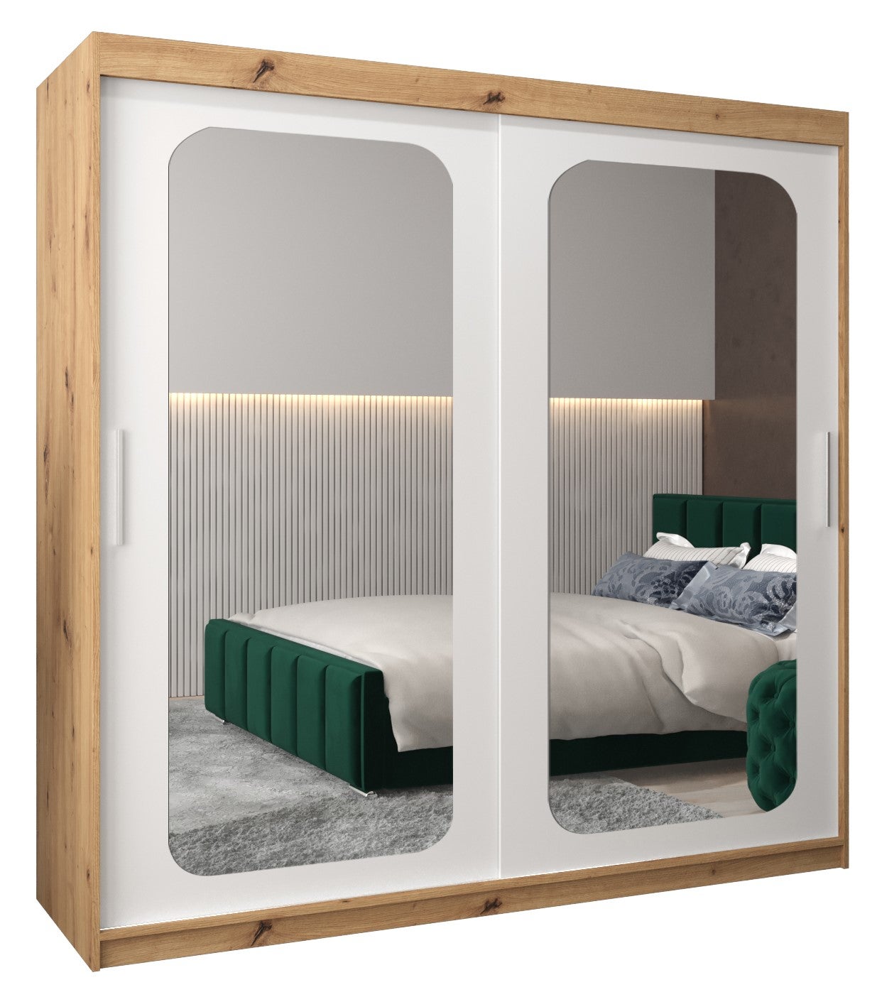 Szafa przesuwna garderoba PROMO T3 200 x 62 x 200 cm Artisan + Biały - Abiks Meble