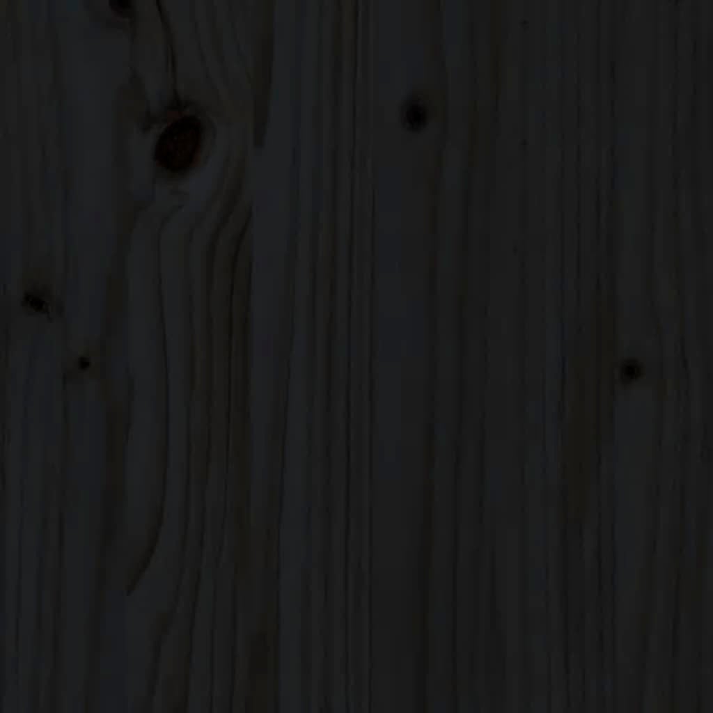 Cadre de lit sans matelas noir 200x200 cm en bois massif de pin - 5