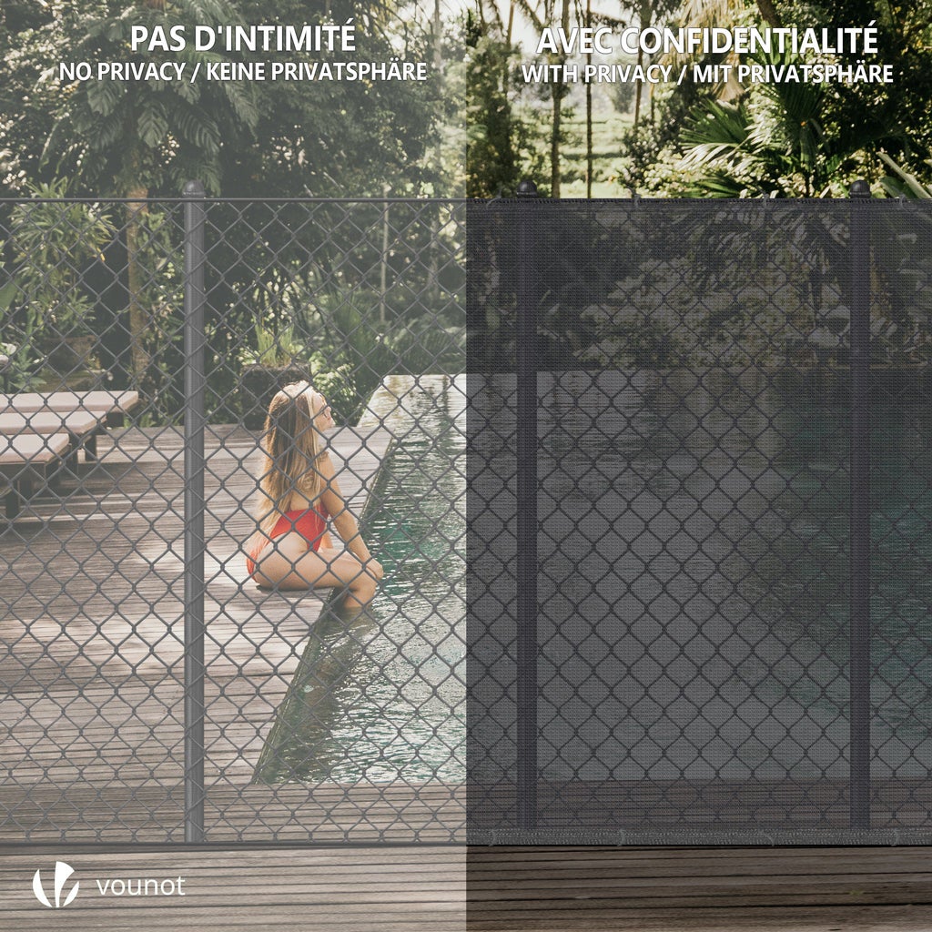 Brise vue occultant en HDPE 90g/m² 1.8x20m avec attaches de fixation anthracite VOUNOT® - 7