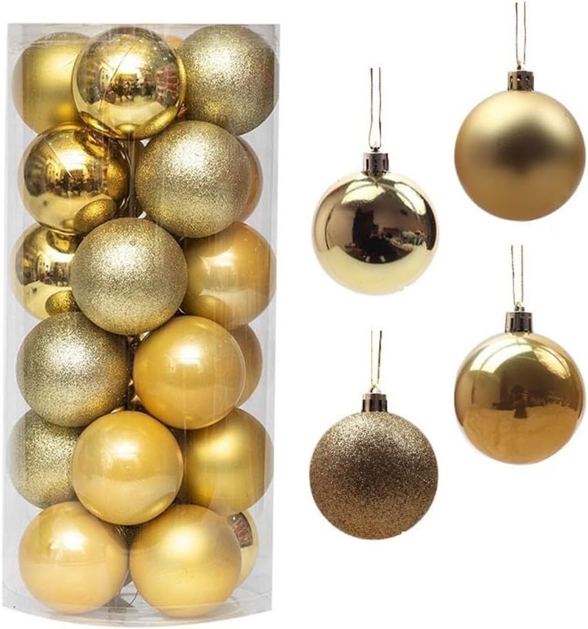 Lot de 24 boules de Noël dorées d'un diamètre de 4 cm, boules de Noël