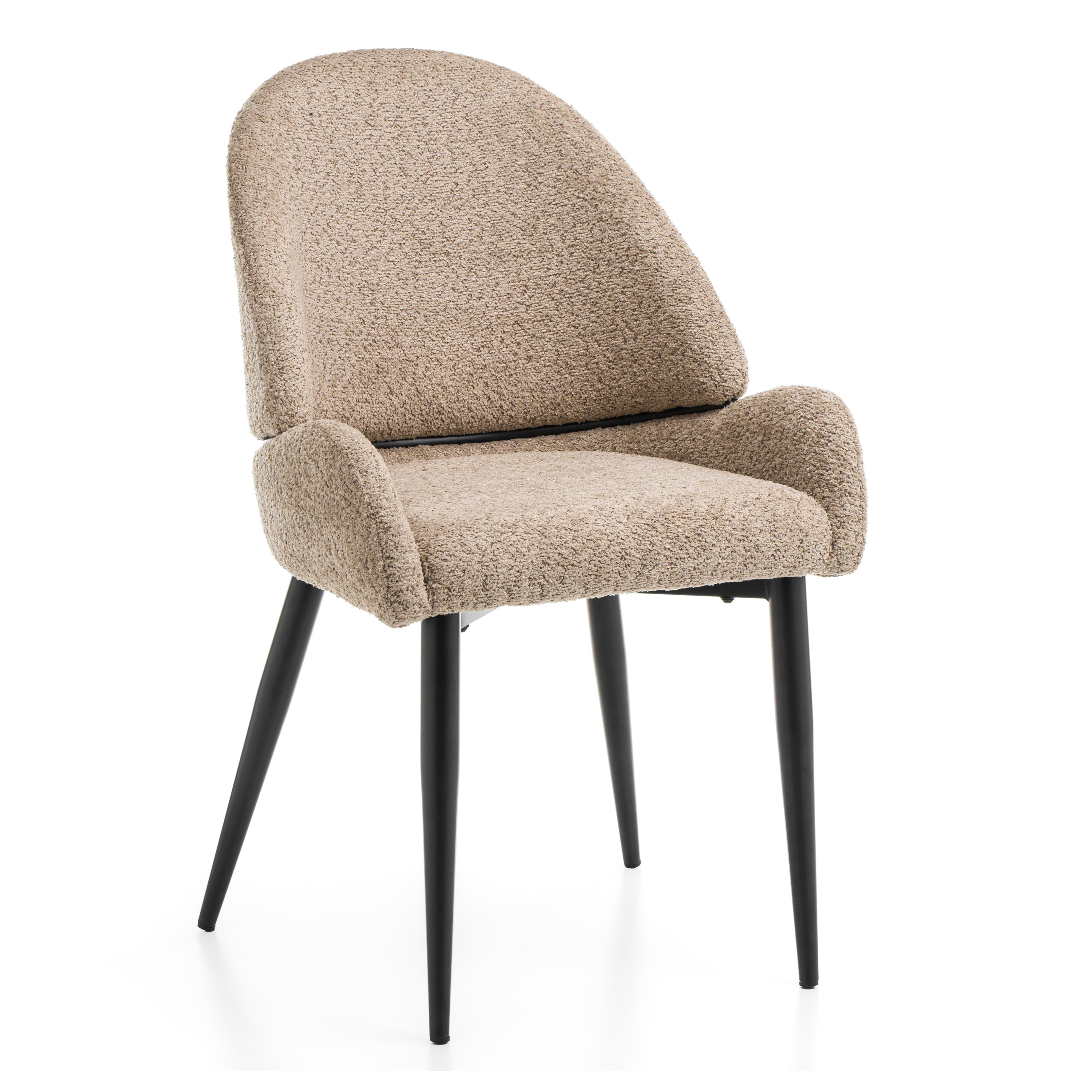 Krzesło tapicerowane boucle do salonu jadalni BERGAMO ciemnobeżowe