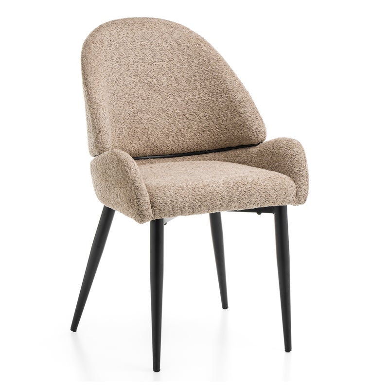 Krzesło tapicerowane boucle do salonu jadalni BERGAMO ciemnobeżowe